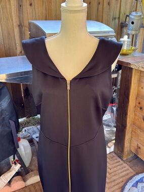Ryan Michelle Black Zip Front Midi Dress XL